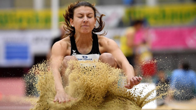 Union Salzburg-Athletin Ingeborg Grünwald sicherte sich mit einem Sprung auf 6,20 Meter den Staatsmeistertitel. (Bild: GEPA pictures)