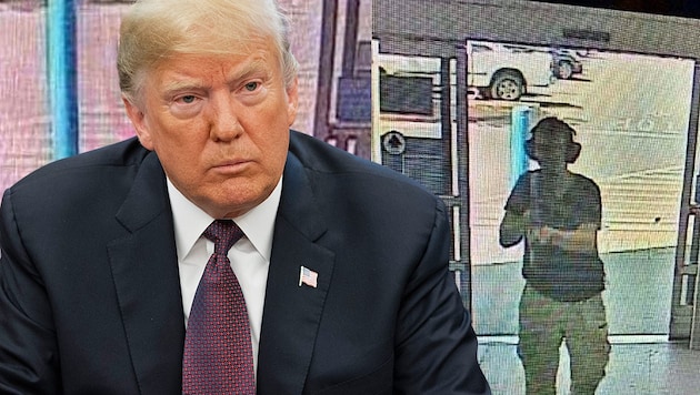 US-Präsident Donald Trump fordert für Hassverbrechen wie jenes in El Paso die Todesstrafe. (Bild: APA/AFP/KTSM 9 news Channel/Courtesy of KTSM 9, AFP, krone.at-Grafik)