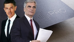 Geschäftspartner: Matthias Euler-Rolle und Werner Faymann (Bild: 4Pro, APA/HERBERT PFARRHOFER, APA/HELMUT FOHRINGER, krone.at-Grafik)