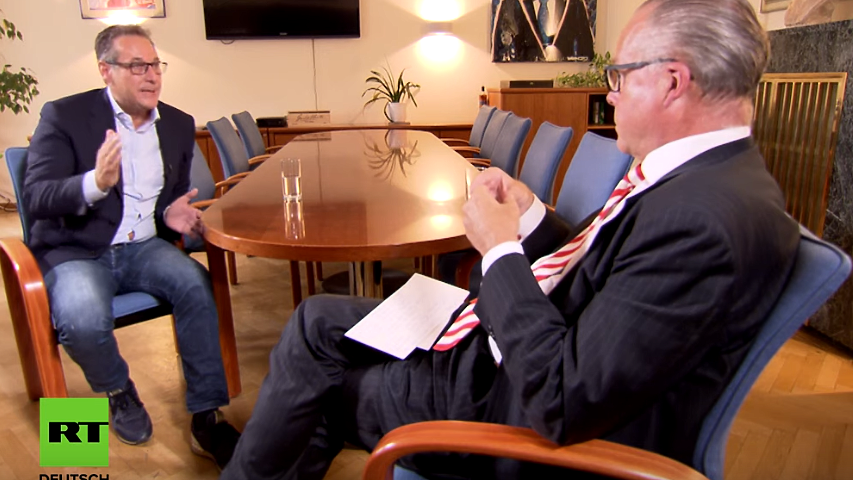 Heinz-Christian Strache im Gespräch mit Thomas Fasbender (Bild: RT Screenshot)