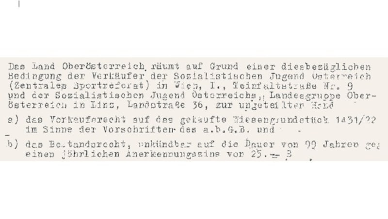 Die Passage aus dem Kaufvertrag von 1951 (Bild: Snipping Tool)