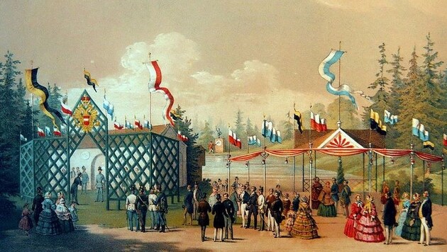 Kaiserbesuch 1856: Kreuzbergl als der erste Park. (Bild: TAÖ/AAvK)