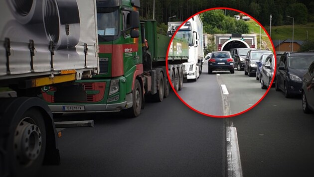Unlängst fuhr ein Lenker als Geisterfahrer durch die Rettungsgasse auf der S6. (Bild: Einsatzdoku.at, krone.at-Grafik)