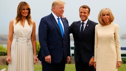 Die Ehepaare Macron und Trump (Bild: The Associated Press)