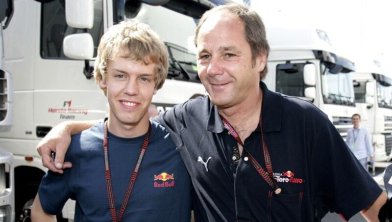 Gerhard Berger mit seinem RedBull-Schützling Sebastian Vettel. (Bild: GEPA pictures)