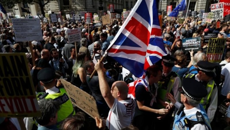 Demonstration von Brexit-Befürwortern in London (Bild: AP)