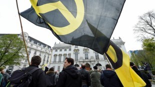 Eine Demonstration der Identitären Bewegung in der Wiener Innenstadt.