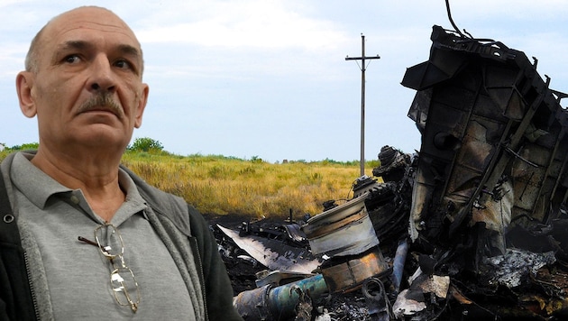 Wladimir Zemach soll am Abschuss von Flug MH17 beteiligt gewesen sein. (Bild: APA/AFP/Sergei SUPINSKY; AP; krone.at-Grafik)