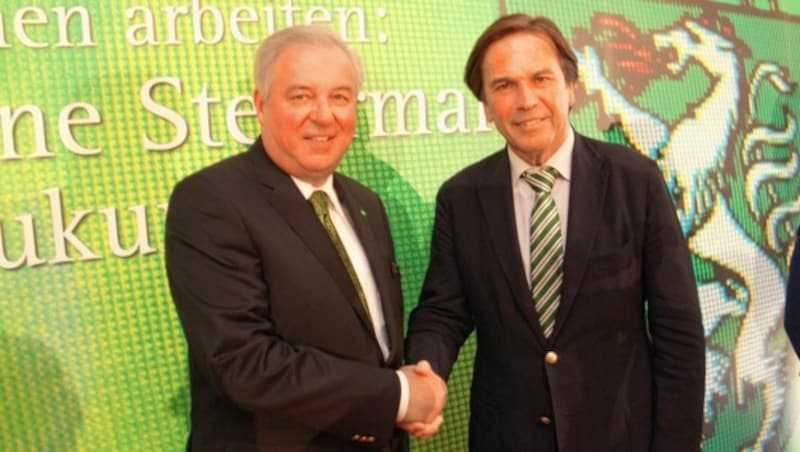 Hermann Schützenhöfer und Franz Voves (Bild: Christian Jauschowetz)