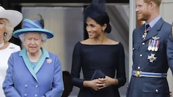 Queen Elizabeth mit Herzogin Meghan und Prinz Harry (Bild: AFP)