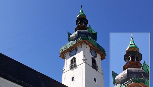 Der Turm der Stadtpfarrkirche St. Johannes wurde renoviert. (Bild: Stadtpfarre Wels)
