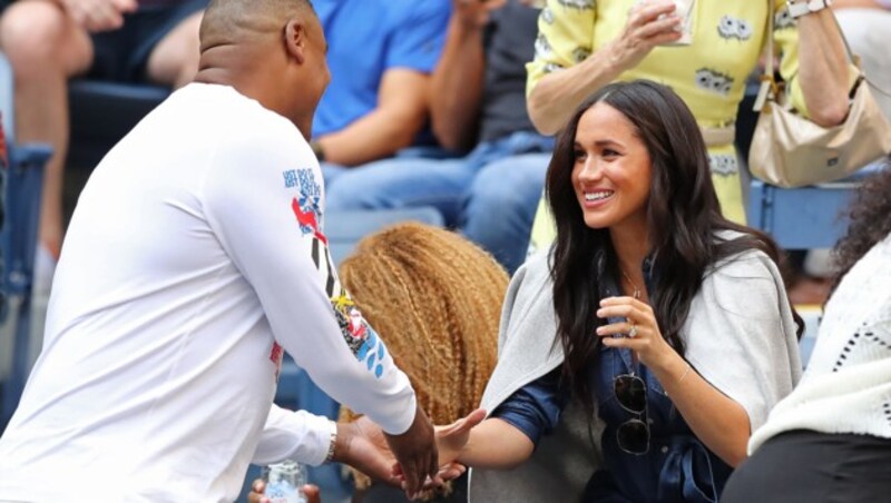 Herzogin Meghan begrüßte die Gäste auf der Tribüne bei den US-Open. (Bild: 2019 Getty Images)