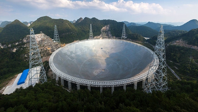 Das Radioteleskop "FAST" im südchinesischen Guizhou ist das größte der Welt. (Bild: AFP/STR)