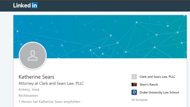 Auf LinkedIn hat Sears das Bordell als Arbeitgeber angegeben. (Bild: Screenshot LinkedIn)