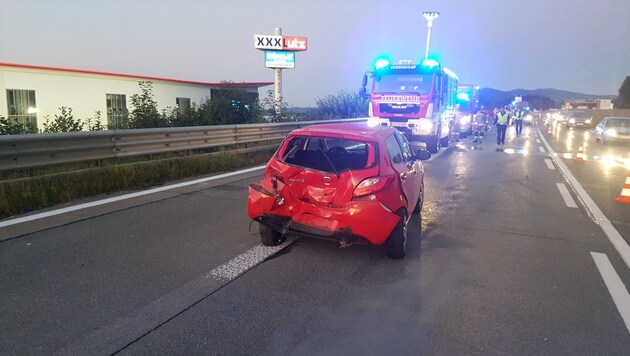 Die Unfallstelle auf der A1 in Eugendorf. (Bild: Feuerwehr Eugendorf)