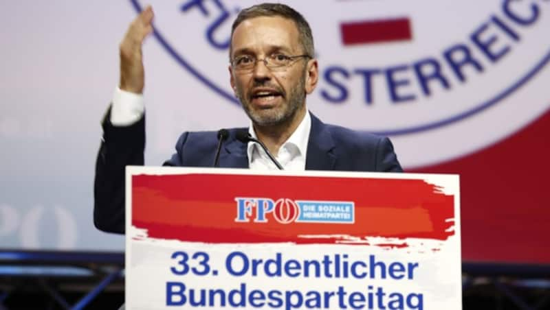 Herbert Kickl holte am FPÖ-Parteitag zum Rundumschlag aus. (Bild: APA/Erwin Scheriau)