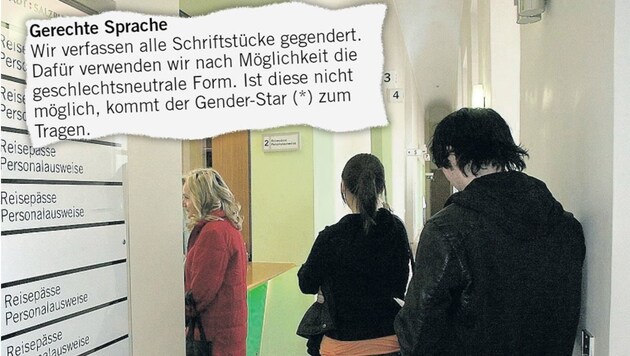 Die Kunden des Magistrat werden weiterhin mit „gerechter Sprache“ samt Binnen-I und Gender-Stern empfangen. (Bild: Andreas Tröster)