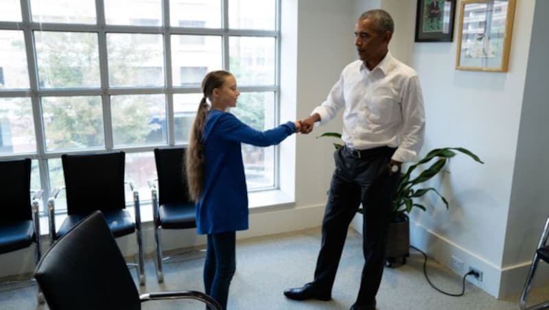 Thunberg mit Obama (Bild: The Obama Foundation)