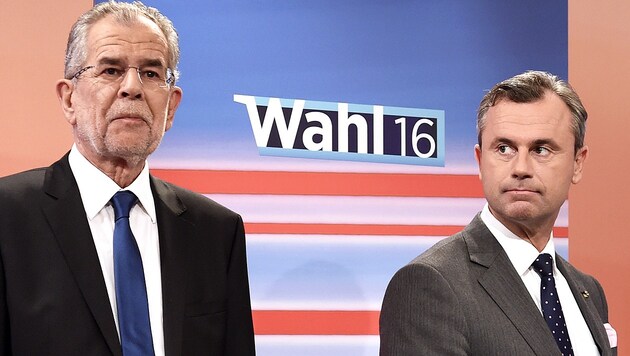 Alexander Van der Bellen und Norbert Hofer 2016 im Präsidentschaftswahlkampf (Bild: APA/HELMUT FOHRINGER)