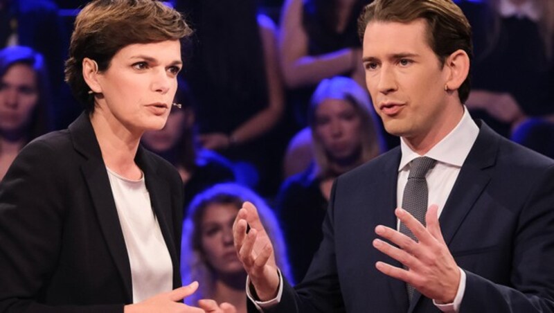 Pamela Rendi-Wagner (SPÖ) und Sebastian Kurz (ÖVP) (Bild: ORF, krone.at-Grafik)