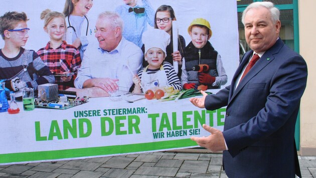 Auch Plakatwerbung ist tabu: Landeshauptmann Hermann Schützenhöfer ruft zur Wahlkampfpause auf. (Bild: Jauschowetz Christian)