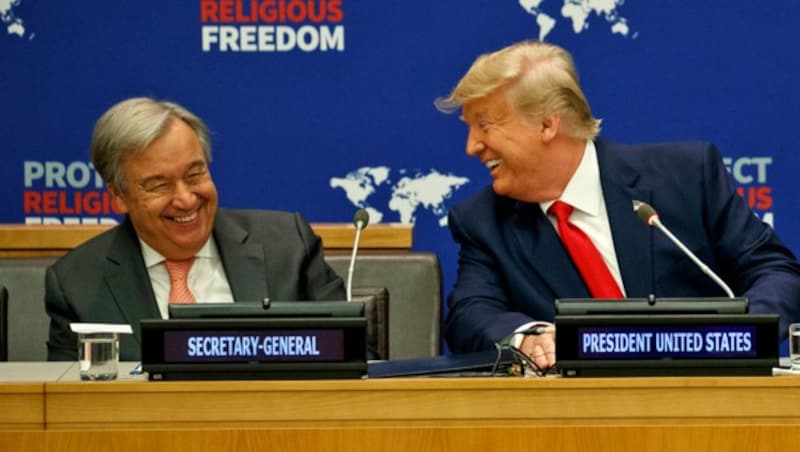 Trump und Guterres: Das Klima scheint zu stimmen. (Bild: ASSOCIATED PRESS)