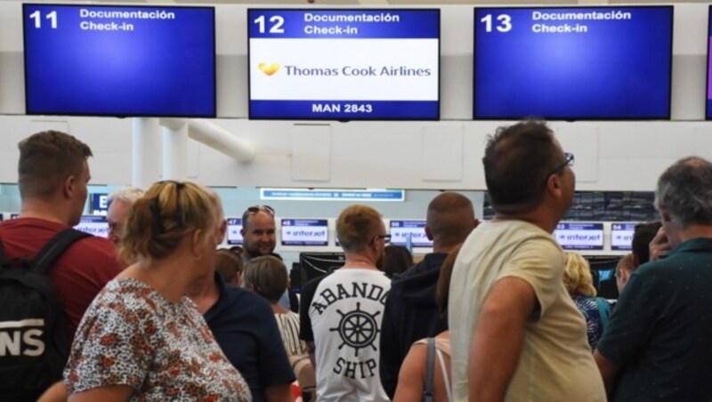 Gestrandete Thomas-Cook-Reisende in Cancun, Mexiko (Bild: AFP)