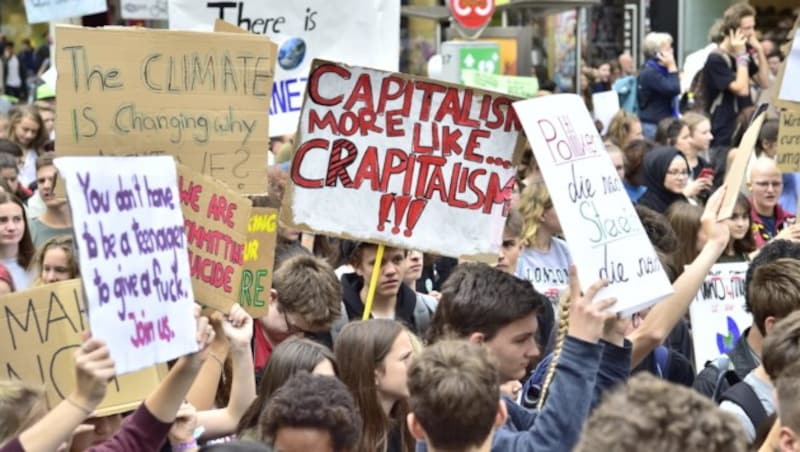 Teilnehmer der Aktion „Earth Strike“ in Wien (Bild: APA/Hans Punz)