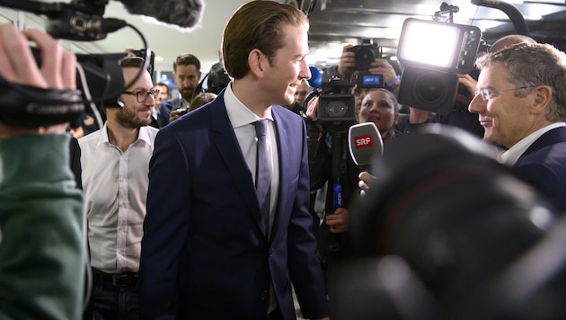 Gratulationen nach Sebastian Kurz‘ Triumph (Bild: AFP)