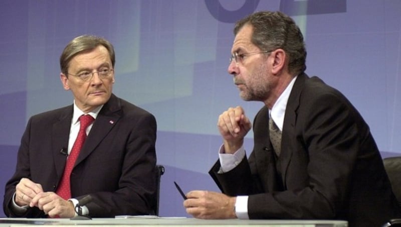 Wolfgang Schüssel und Alexander Van der Bellen bei einer Fernsehdiskussion im Jahr 2002 (Bild: APA/Barbara Gindl)