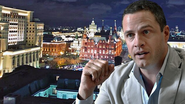 Moskau ist weiter von Ibiza entfernt als Wien. Das wird aber wohl nicht der Grund für den Aufenthalt Johann Gudenus‘ in der russischen Hauptstadt sein. (Bild: instagram.com/johanngudenus, APA/HANS KLAUS TECHT, krone.at-Grafik)