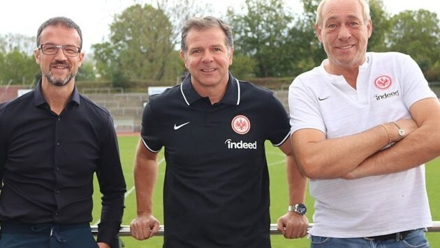 Frankfurt-Sportvorstand Fredi Bobic (li.), Andreas Möller und Eintracht-Präsident Peter Fischer (re.) (Bild: Eintracht Frankfurt)