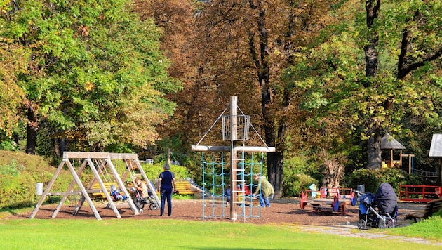 Der Innsbrucker Rapoldipark. Mittlerweile hat sich der Spielplatz dort verändert. (Bild: Andreas Fischer)