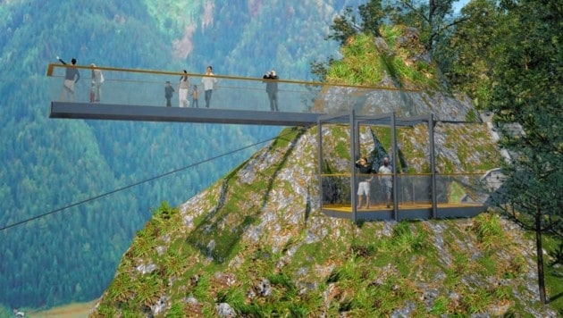 Eine spektakuläre Aussichtsplattform ist in Slowenien geplant. (Bild: Geopark)