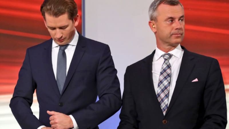 Zwei Ex-Partner auf Entfremdungskurs: ÖVP-Chef Kurz (li.), FPÖ-Chef Hofer (Bild: AP)