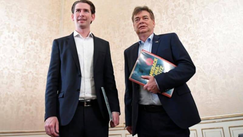 Kurz und Kogler: Künftige Partner? (Bild: APA/HELMUT FOHRINGER)