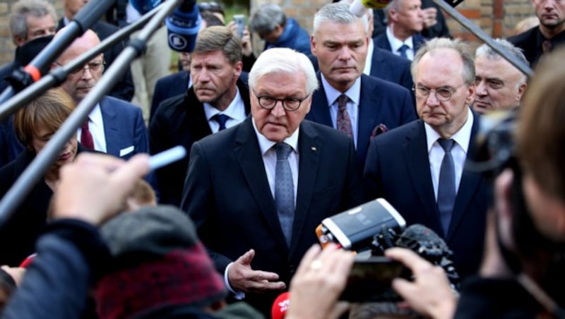 Der deutsche Bundespräsident Frank-Walter Steinmeier in Halle (Bild: AFP)