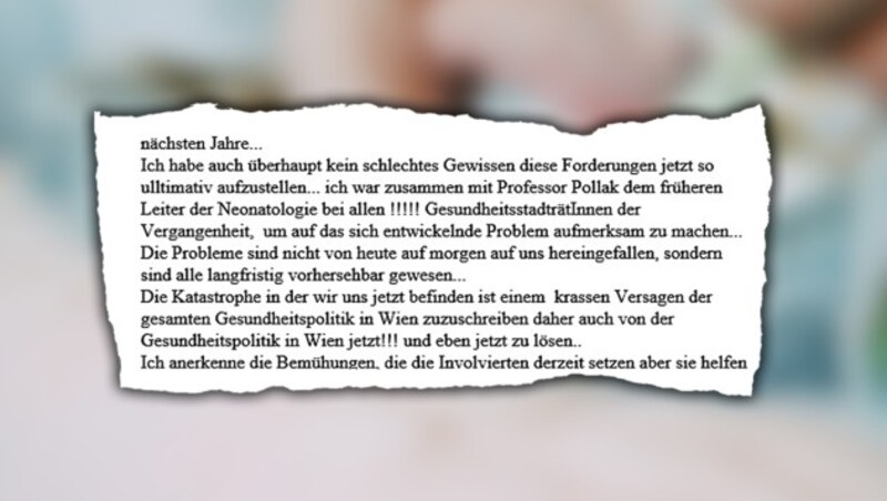 Prof. Peter Husslein schrieb diese Wutmail. Für die Missstände macht er ganz klar die Wiener Gesundheitspolitik verantwortlich. (Bild: zVg, stock.adobe.com, krone.at-Grafik)