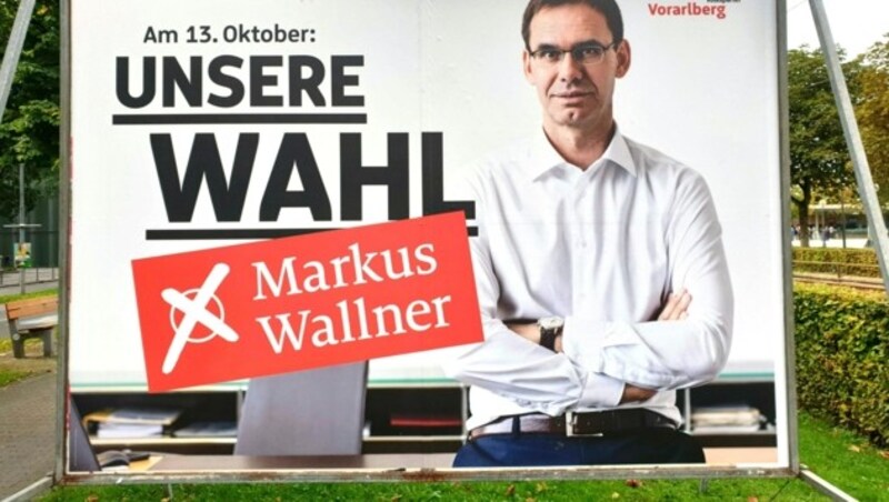 Wahlplakat der Vorarlberger ÖVP mit Landeshauptmann Markus Wallner (Bild: APA/JOCHEN HOFER)