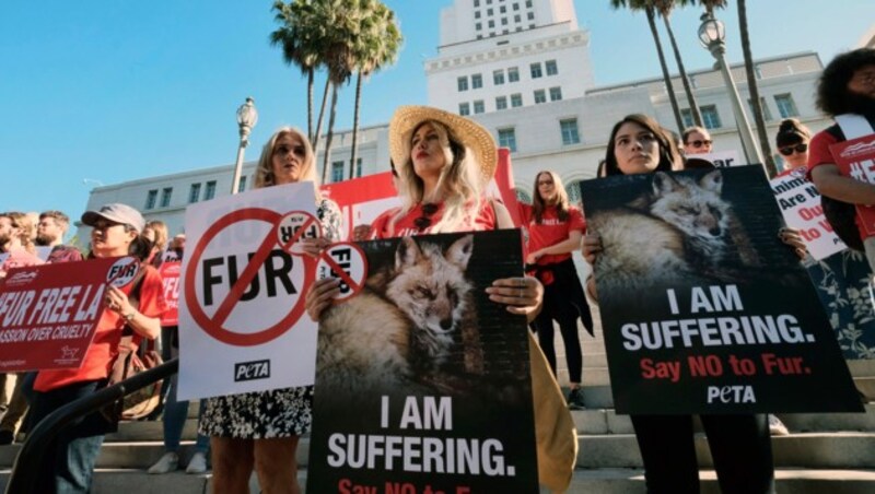 Tierschützer demonstrierten im September 2018 für neue Tierschutzgesetze, die unter anderem auch ein Pelzverbot beinhalten. (Bild: AP)