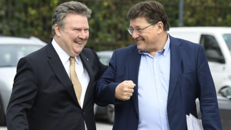 Der Wiener Bürgermeister Michael Ludwig und der Vorsitzende der PRO-GE, Rainer Wimmer (Bild: APA/ROBERT JAEGER)