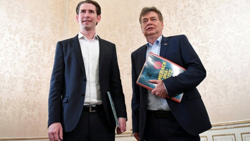 Grünen-Chef Kogler (re.), ÖVP-Chef Kurz (Bild: APA/HELMUT FOHRINGER)