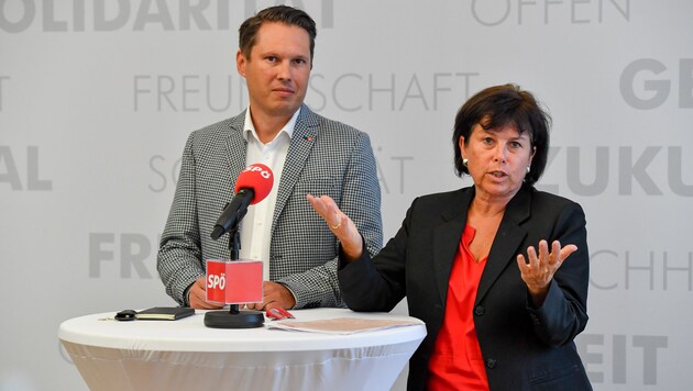 Georg Brockmeyer (Landesgeschäftsführer SPÖ OÖ) mit SPÖ-Vorsitzender Landesrätin Birgit Gerstorfer (Bild: © Harald Dostal)