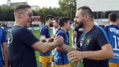 Bekommt von Boss Schwaiger (li.) für die drei letzten Herbstspiele das Vertrauen auf der SAK-Trainerbank: Roman Wallner (re.). (Bild: krugfoto/Krug Daniel sen.)