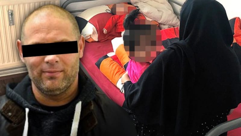 Jamal A, gründete in Österreich eine Familie. Frau und Kinder leben nun im Frauenhaus (Bild: LPD OÖ, Martina Prewein, krone.at-Grafik)