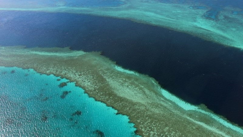 Luftaufnahmen zeigen das Great Barrier Reef vor der Küste der Whitsunday-Inseln. (Bild: AFP)