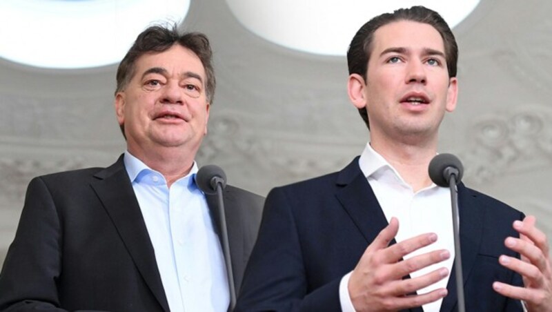 Werner Kogler und Sebastian Kurz (Bild: APA/Helmut Fohringer, krone.at-Grafik)