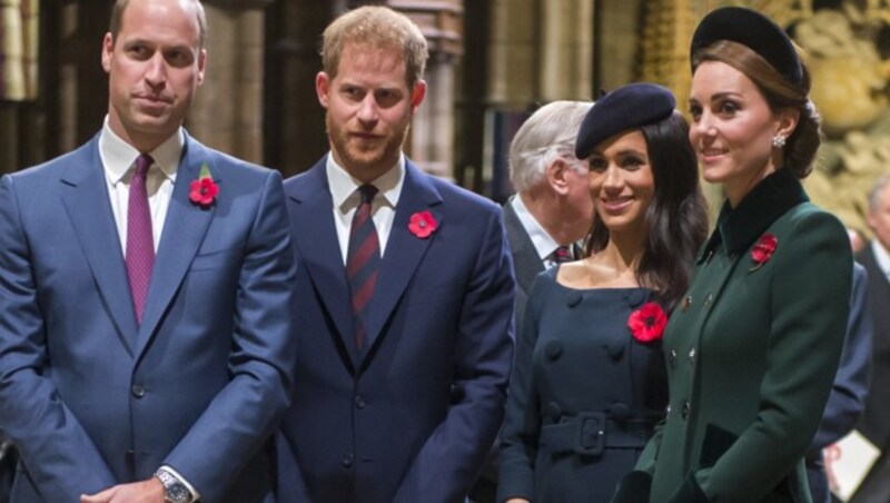 Prinz William, Prinz Harry, Herzogin Meghan, Herzogin Kate (Bild: Royalfoto / Action Press / picturedesk.com)