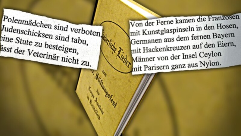 Die „Krone“ veröffentlicht weitere Passagen aus dem Liederbuch, die weitaus obszöner sind als die bereits bekannten. (Bild: Krone)