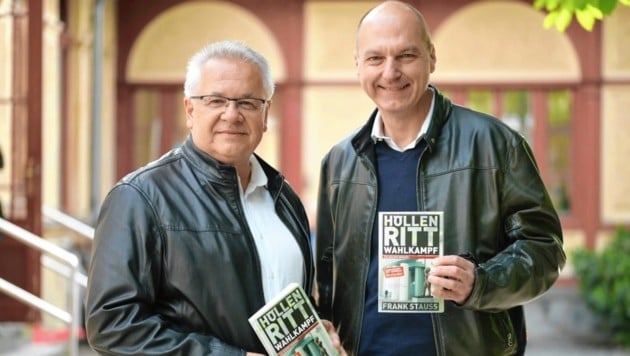SPÖ-Landesgeschäftsführer Günter Pirker mit Polit-Profiberater Frank Stauss bei der Buchpräsentation „Höllenritt Wahlkampf“. (Bild: SPÖ Steiermark)